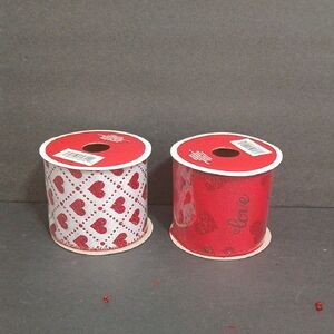 Valentines Heart and Love Wired 2.5" Ribbon Duo - Red and White 6 Yards NEW